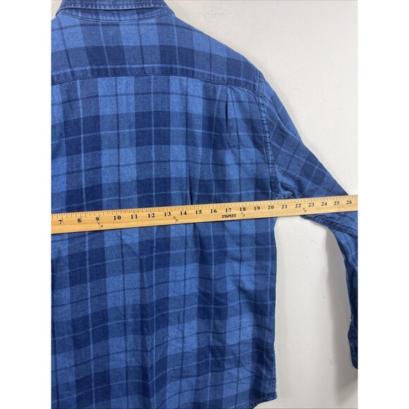 Uniqlo Men’s Button Up Shirt Long Sleeve Blue Size Medium Plaid Flannel - Picture 5 of 6
